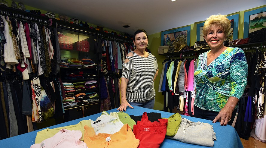 Lynda Walsh (right) is the founder of the Cool Clothes Closet, a boutique where teens in the foster care system or aging out of foster care, kids of returning veterans who haven't found jobs and teenagers from financially unstable homes can shop for clothes and accessories for free. Walsh is pictured with volunteer Roberta Mizrahi.