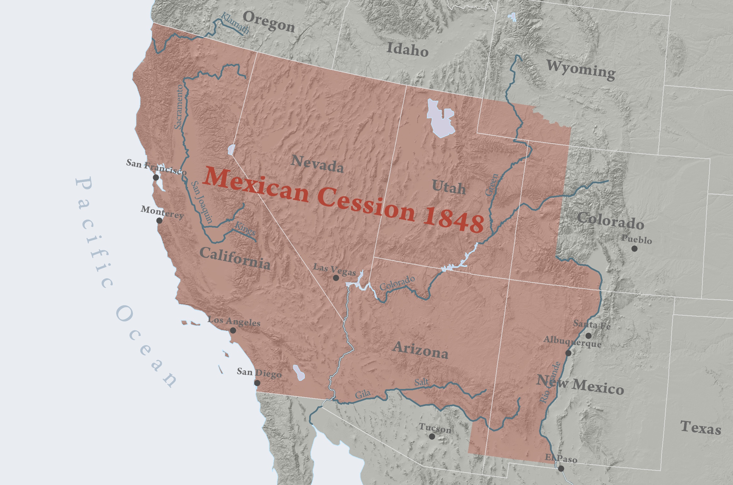 a map showing the land mexico gave to the united states after the treaty of guadalupe