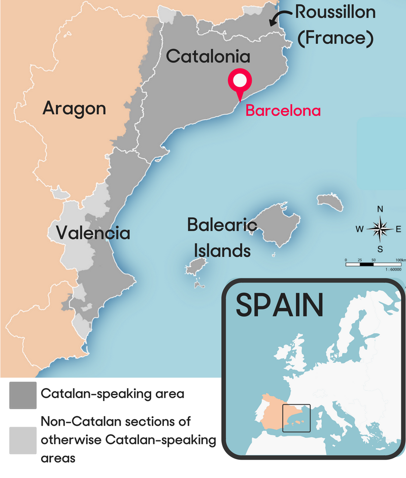 map of the paisos catalans or catalan countries these are the places where most